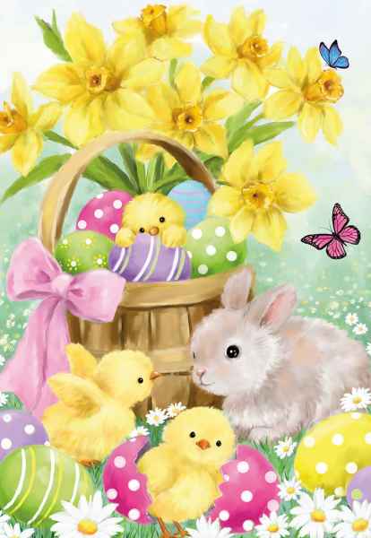 Chick And Bunny Easter Basket Easter Card
