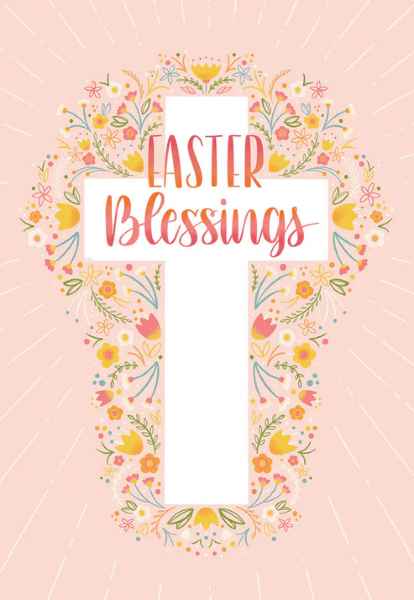 Easter Blessings Floral Cross Easter Card