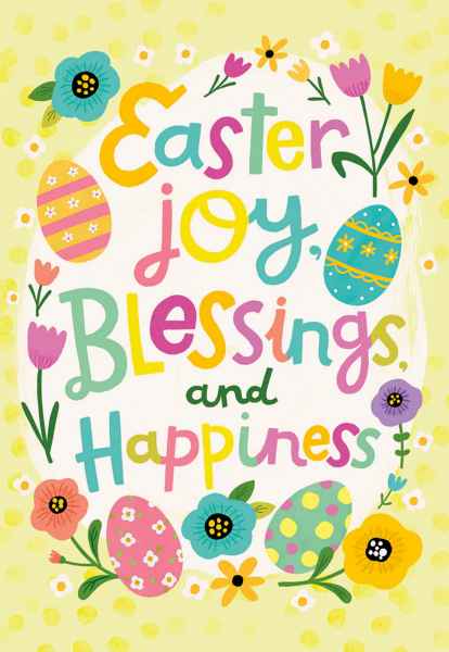 Easter Blessings Flowers And Eggs Easter Card