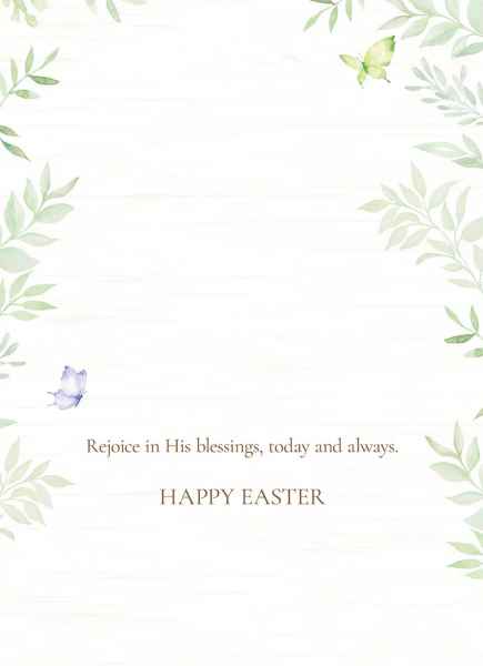 He Is Risen Flowers On Cross Easter Card
