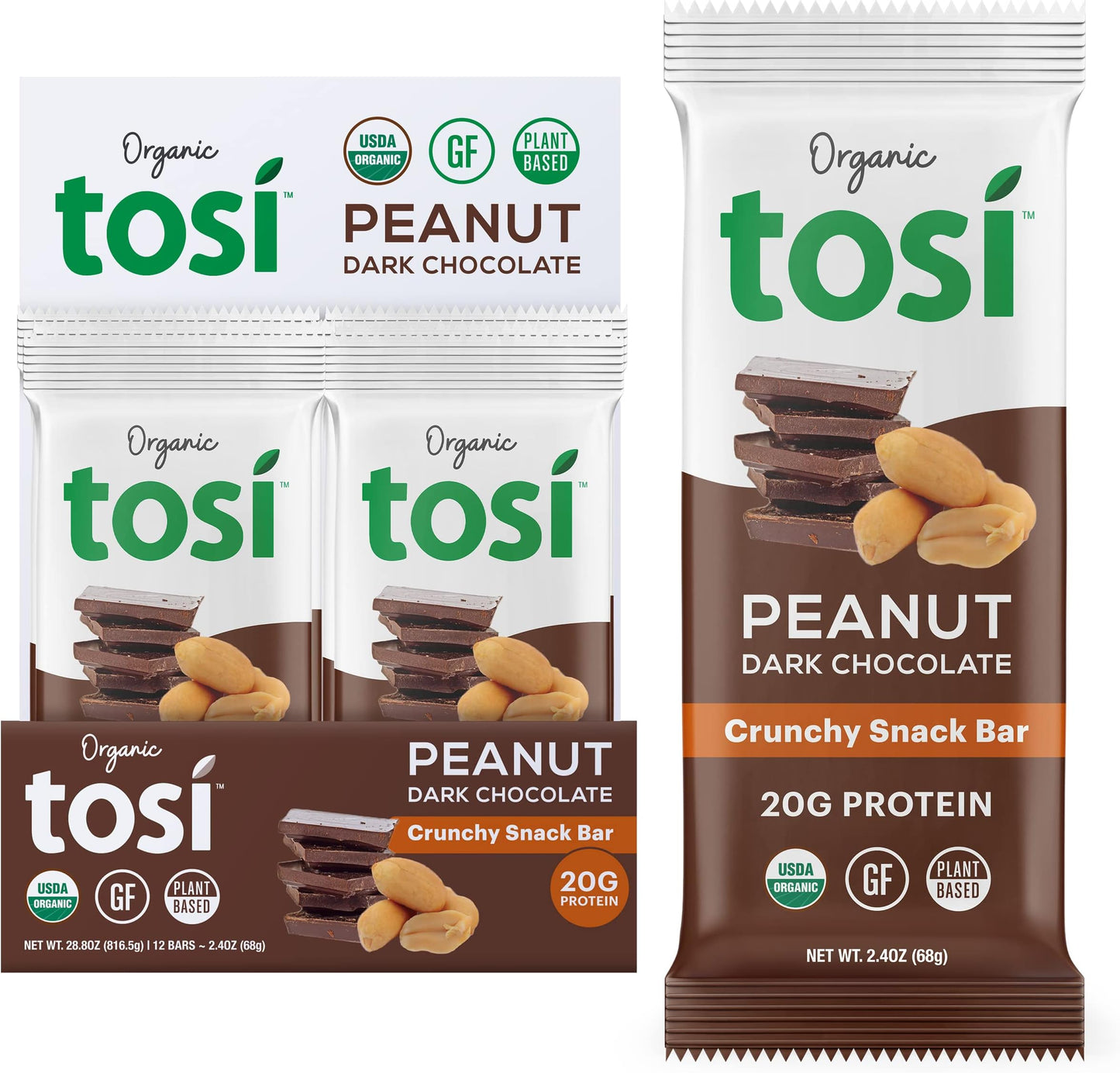 Organic Tosi Crunchy Dark Chocolate Peanut Meal Bar