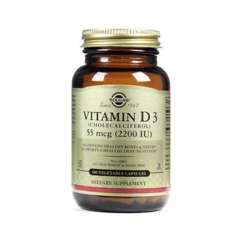 SOLGAR VITAMIN D3 (CHOLECALCIFEROL) 55 MCG (2200 IU) VEGETABLE CAPSULES