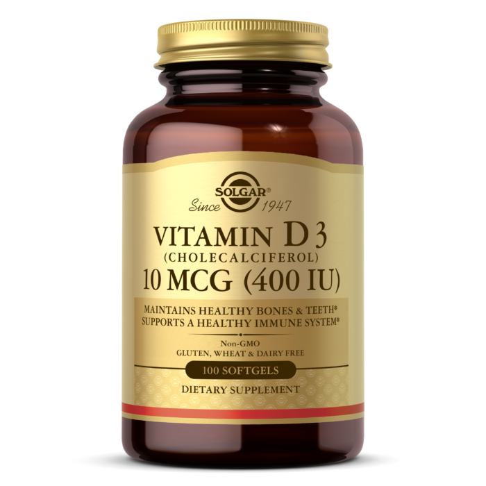 SOLGAR VITAMIN D3 (CHOLECALCIFEROL) 10 MCG (400 IU) SOFTGELS