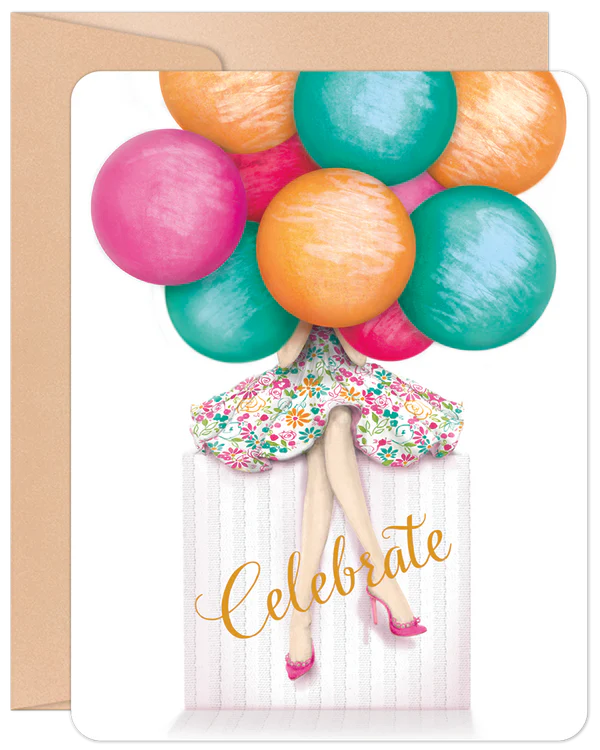 'Peek A Balloon' Willow & Ivy Birthday Card