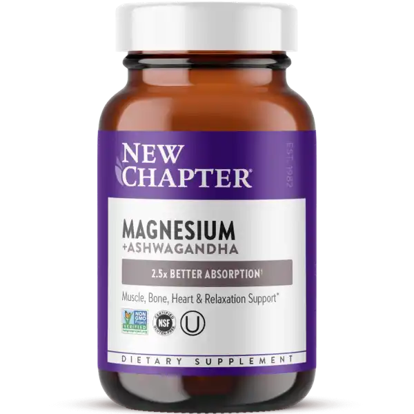 New Chapter Magnesium + Ashwagandha 60 100% Vegan Tablets