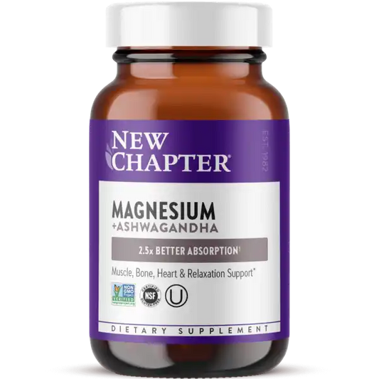 New Chapter Magnesium + Ashwagandha 60 100% Vegan Tablets