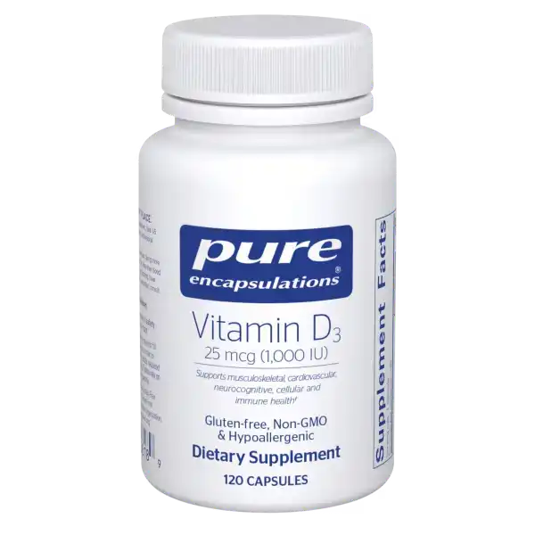 Pure Encapsulations Vitamin D3 25 MCG 1000 IU 120 Capsules