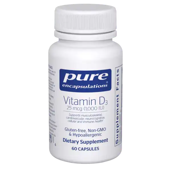 Pure Encapsulations Vitamin D3 25 MCG 1000 IU 60 Capsules